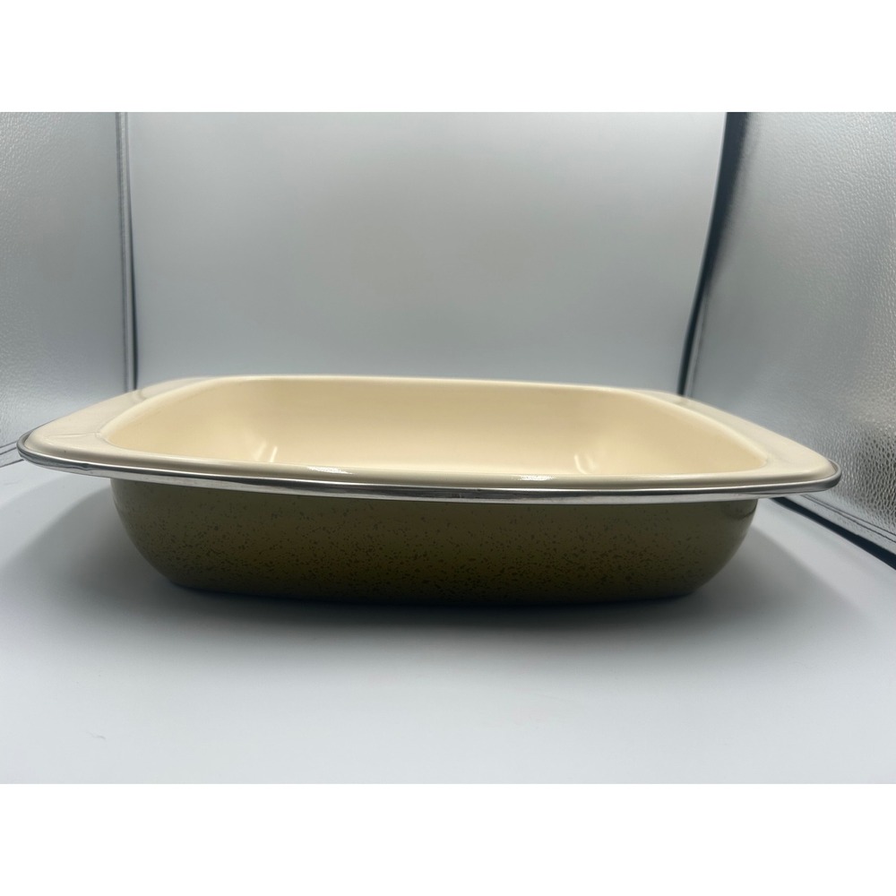 Paula Deen Signature Speckled Olive Green Enamel on Steel Square Baker Pan